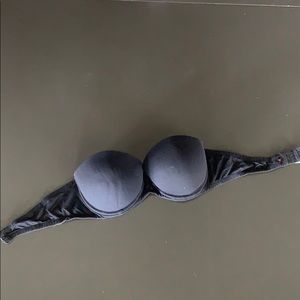 PINK Strapless Black Bra